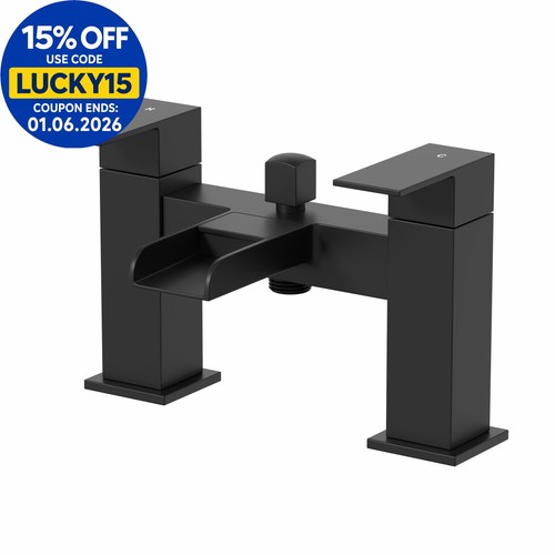 Black waterfall bath mixer - black, tap